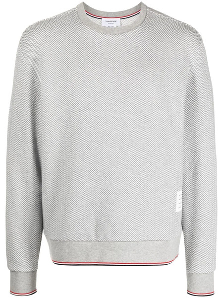  Thom Browne Herringbone Pattern Sweater - Grey 