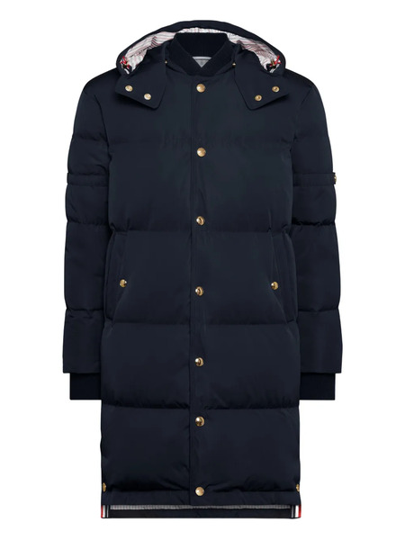  Thom Browne Hooded Stud Button-fastening Coat - Blue 