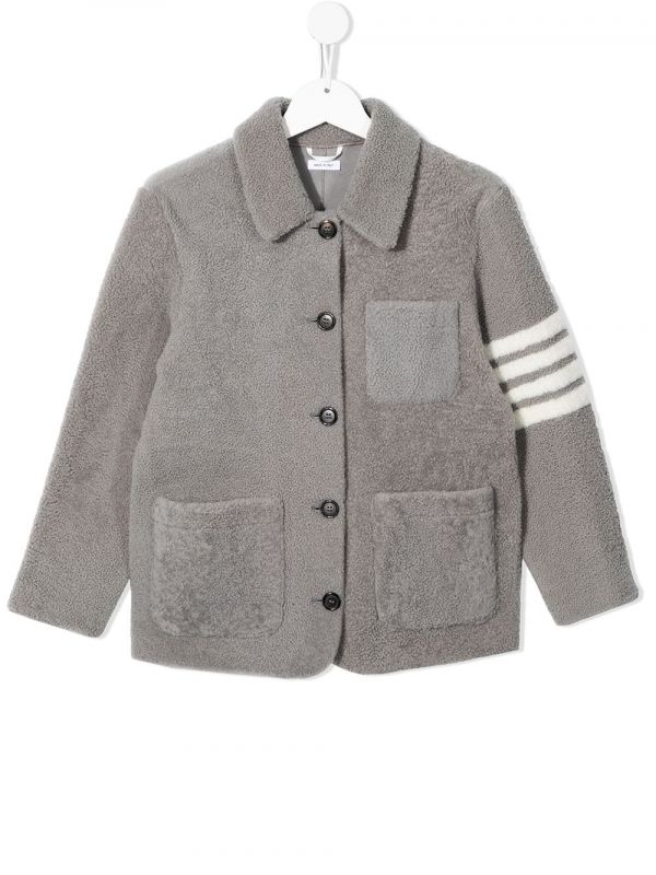  Thom Browne Kids Button-down Fitted Blazer - Grey 