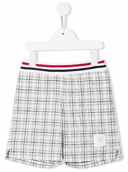  Thom Browne Kids Check-pattern Knit Shorts - White 