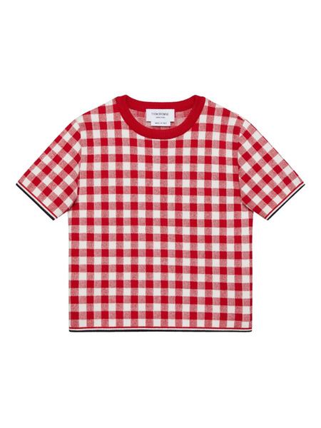  Thom Browne Kids Check-pattern T-shirt - Red 
