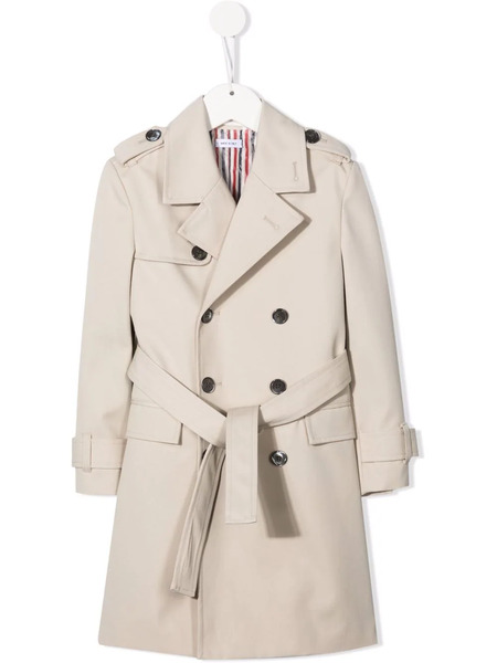  Thom Browne Kids Double-breasted Trench Coat - Neutrals 