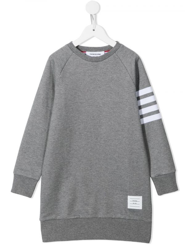  Thom Browne Kids Loopback Jersey 4-bar Sweatshirt - Grey 