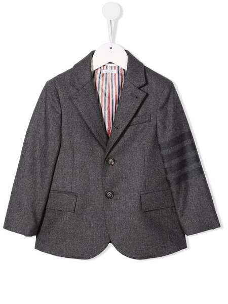  Thom Browne Kids Single-breasted Wool Blazer - Grey 
