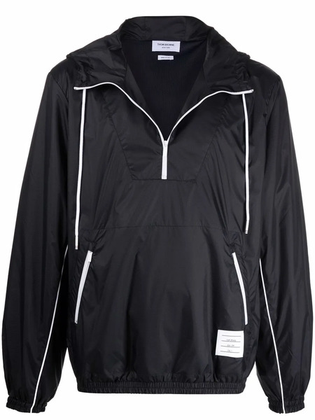  Thom Browne Logo Patch Hooded Jacket - Blue 