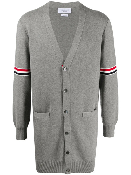  Thom Browne Milano Stitch Long Cardigan - Grey 