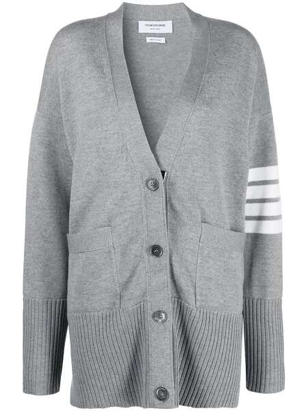  Thom Browne Oversized 4-bar Stripe Cardigan - Grey 