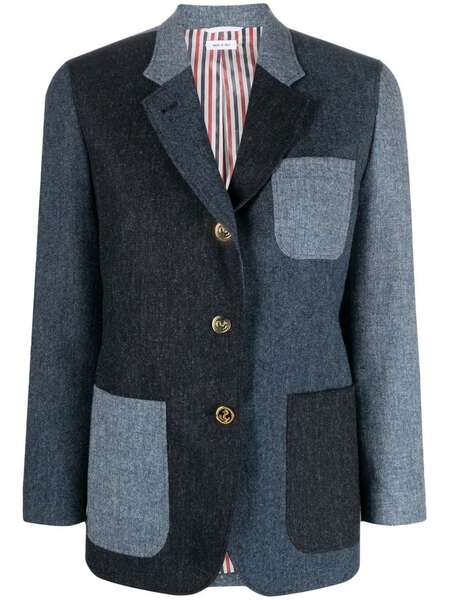  Thom Browne Patchwork Donegal Tweed Blazer - Blue 