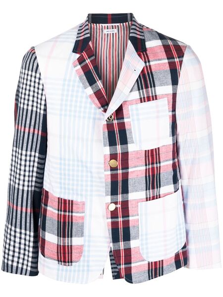  Thom Browne Patchwork Plaid-print Blazer - Red 