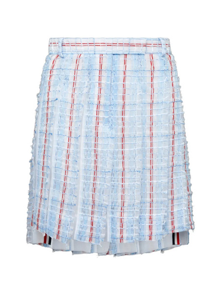  Thom Browne Patterned Tweed Pleated Mini Skirt - Blue 