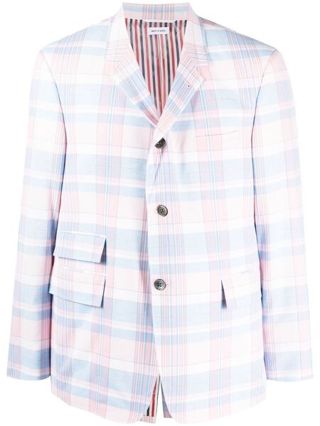  Thom Browne Plaid-check Pattern Cotton Blazer - Pink 