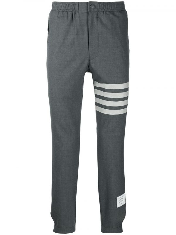  Thom Browne Plain Weave Suiting Track Pants - Grey 