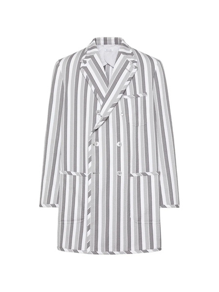  Thom Browne Repp Striped Seersucker Jacket - White 