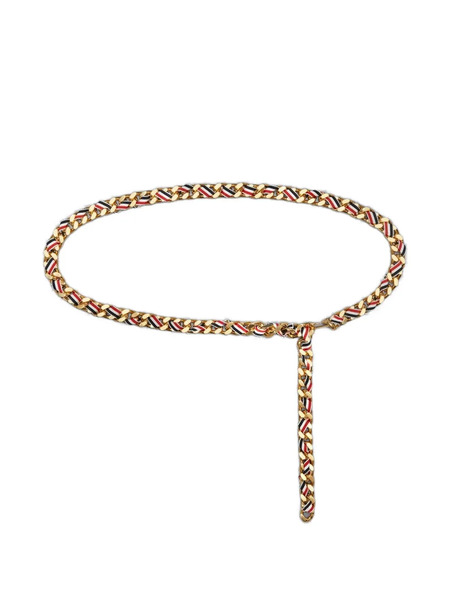  Thom Browne Rwb Grosgrain Chain Belt - Gold 