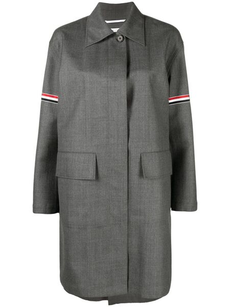  Thom Browne Rwb-stripe Twill Coat - Grey 