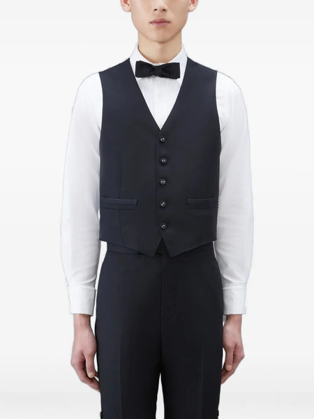  Thom Browne Striped-back Five-button Waistcoat - Black 
