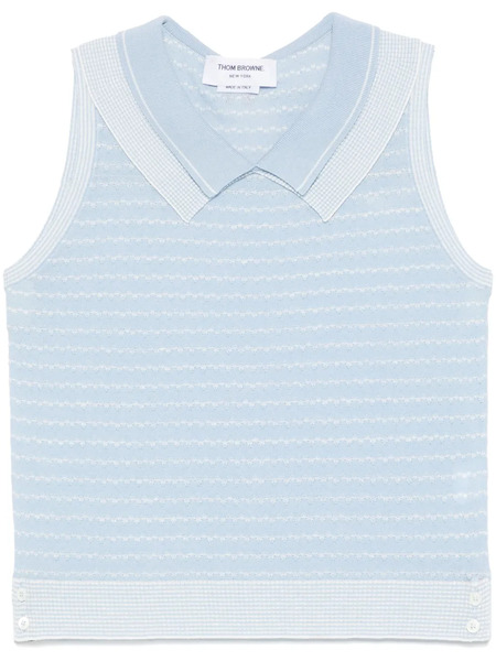  Thom Browne Striped Double-collar Vest - Blue 