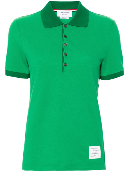  Thom Browne Striped Logo-patch Polo Shirt - Green 