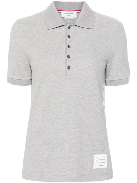  Thom Browne Striped Logo-patch Polo Shirt - Grey 
