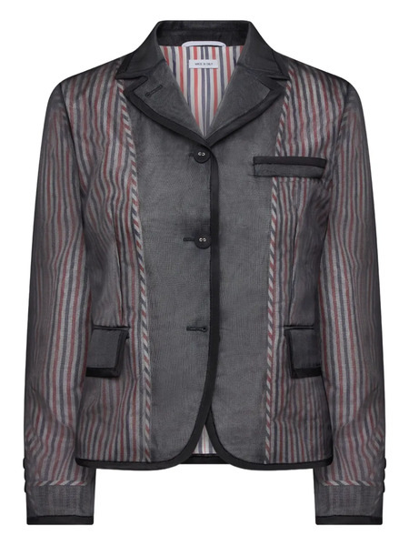  Thom Browne Striped Organza Blazer - Black 
