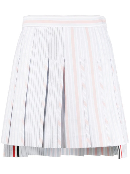  Thom Browne Striped Pleated Miniskirt - White 