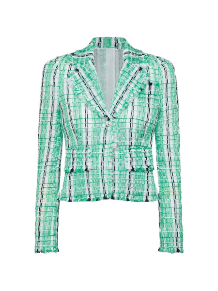  Thom Browne Striped Sheer Tweed Jacket - Green 