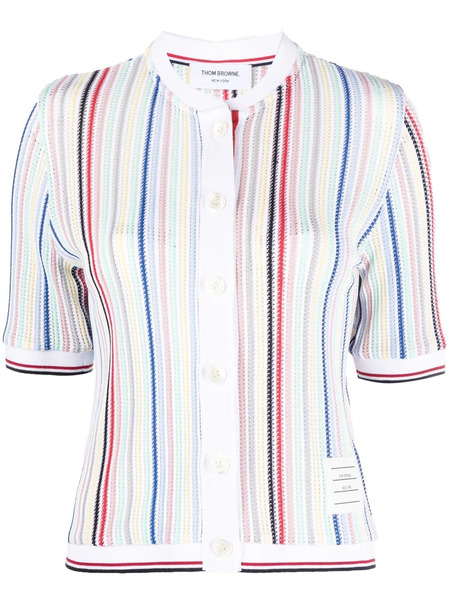  Thom Browne Striped Short-sleeve Cardigan - White 