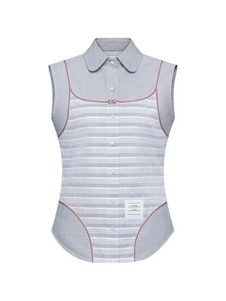  Thom Browne Striped Sleeveless Shirt - Grey 