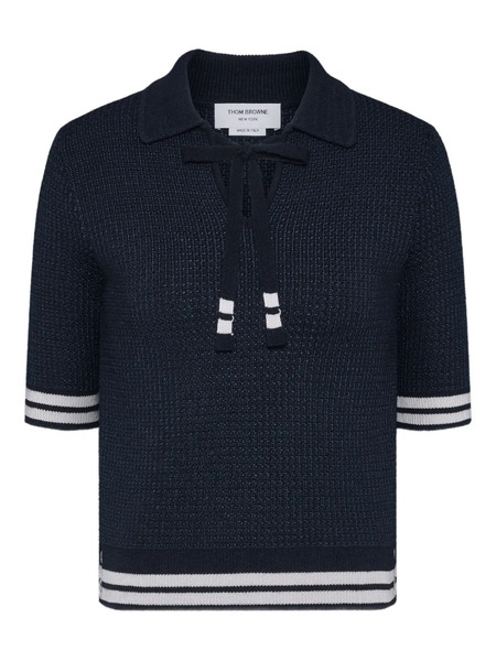  Thom Browne Tuck-stitch Polo Top - Blue 