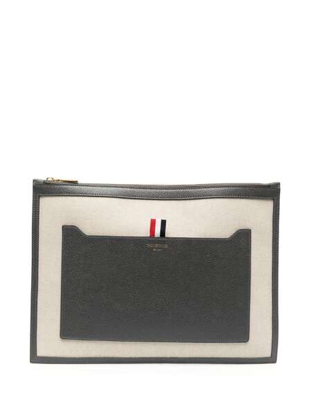  Thom Browne Two-tone Canvas Document Holder - Neutrals 