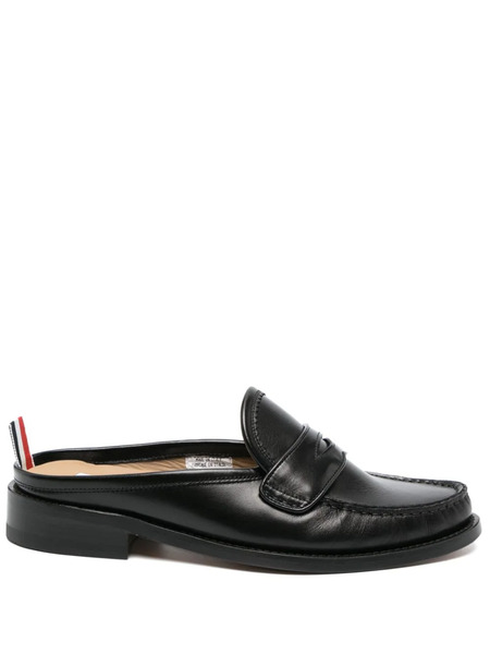  Thom Browne Varsity Leather Penny Mules - Black 