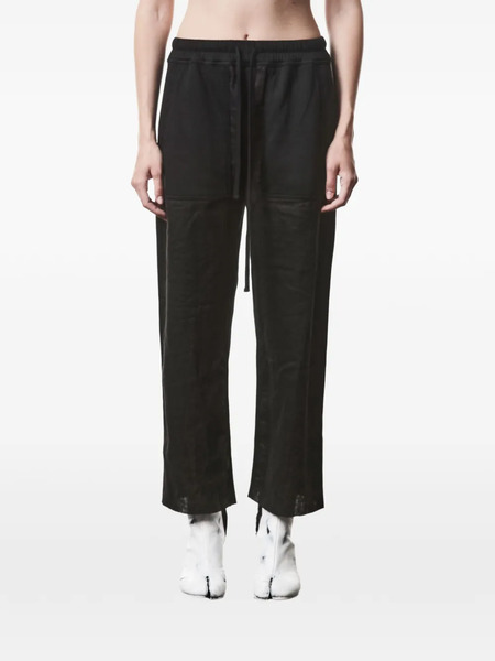  Thom Krom Drawstring Patch Cotton Trousers - Black 
