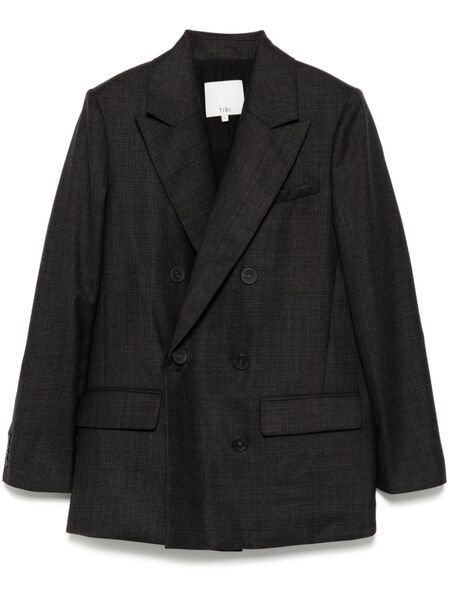  Tibi Check Dennis Cutout Blazer - Grey 