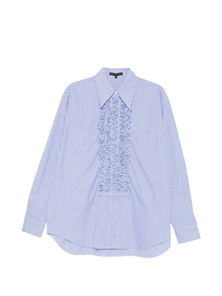  Tibi Ruffled Striped Shirt - White 