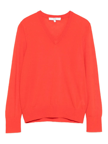  Tibi V-neck Long-sleeve Sweater - Red 
