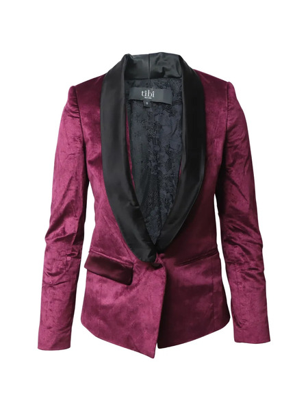  Tibi Velvet Contrasting Lapel Suit - Purple 