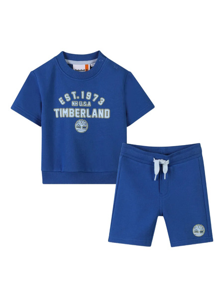  Timberland Kids Logo-embroidered Ribbed Shorts Set - Blue 