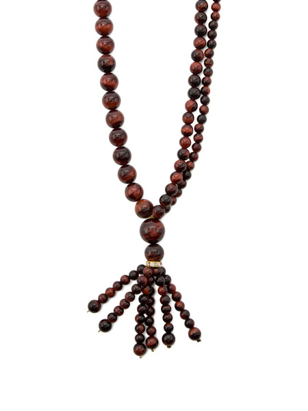  Timeless Pearly Crystal-embellished Beaded Necklace - Brown 