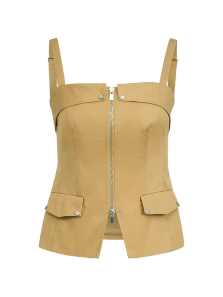 Toccin Jayden Front-zip Cotton Top - Neutrals 