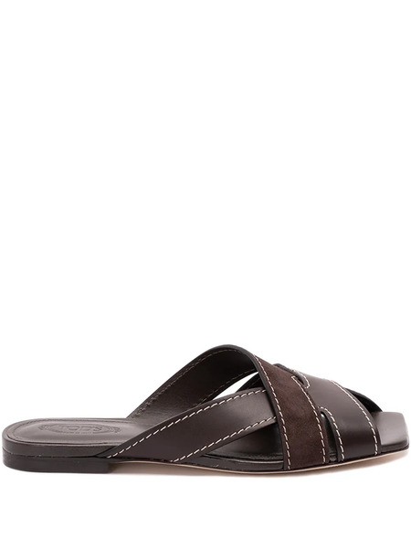  Tod's Cross-straps Flat Sandals - Brown 
