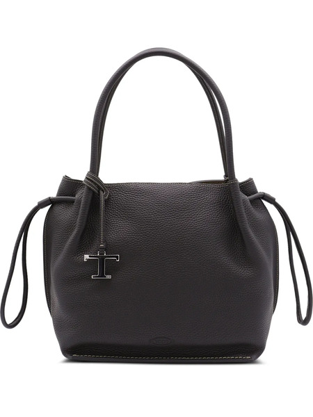 Tod's Drawstring Leather Tote Bag - Black 