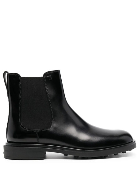  Tod's Elasticated Leather Ankle Boots - Black 