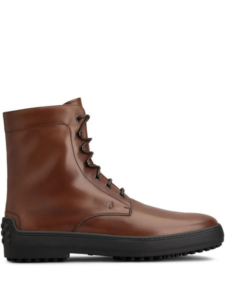 Tod's Leather Combat Boots - Brown 