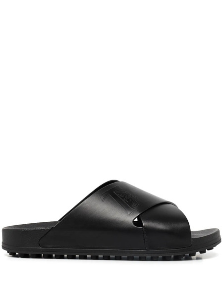  Tod's Logo-debossed Leather Slides - Black 