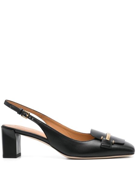 Tod's 50mm Leather Slingback Pumps - Black 