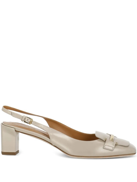  Tod's 60mm Squared-toe Metallic-logo Pumps - Neutrals 
