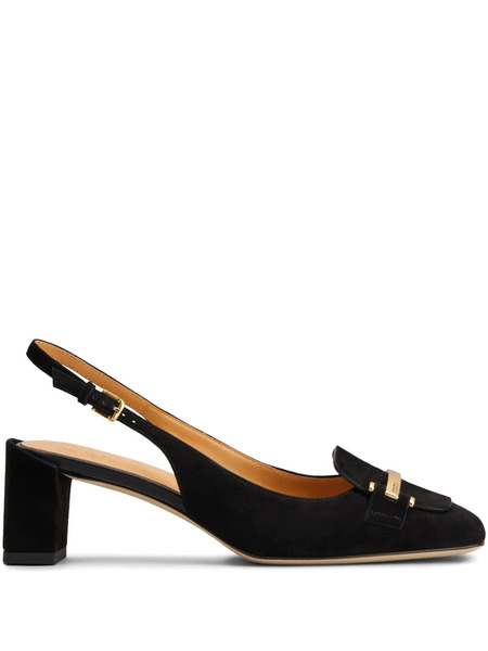  Tod's 50mm Suede Slingback Pumps - Black 