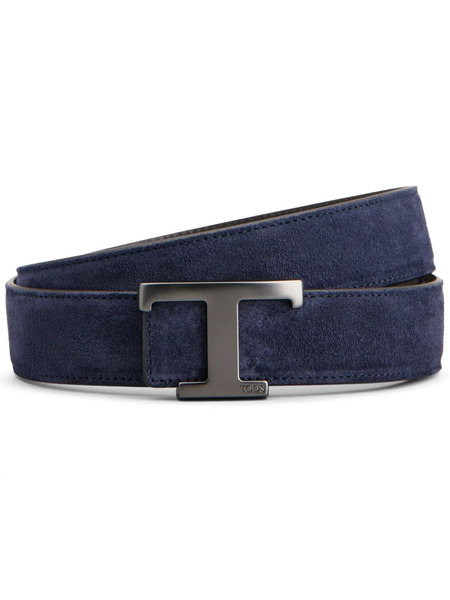 Tod's New T Leather Reversible Belt - Blue 