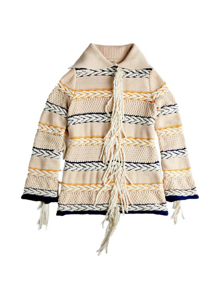  Tod's Striped Fringed Cardigan - Neutrals 