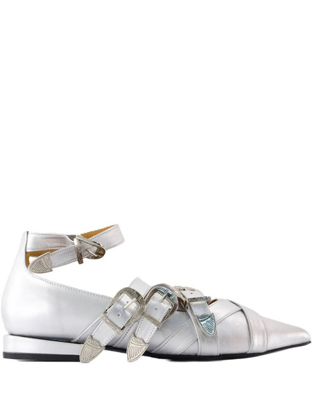  Toga Pulla Buckle-strap Pointed Ballet Flats - Silver 